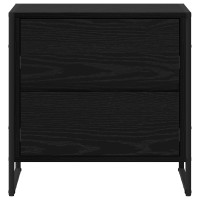 Produktbild för Sängbord med låda Svart Ek 50 x 39,5 x 50 cm Konstruerat trä