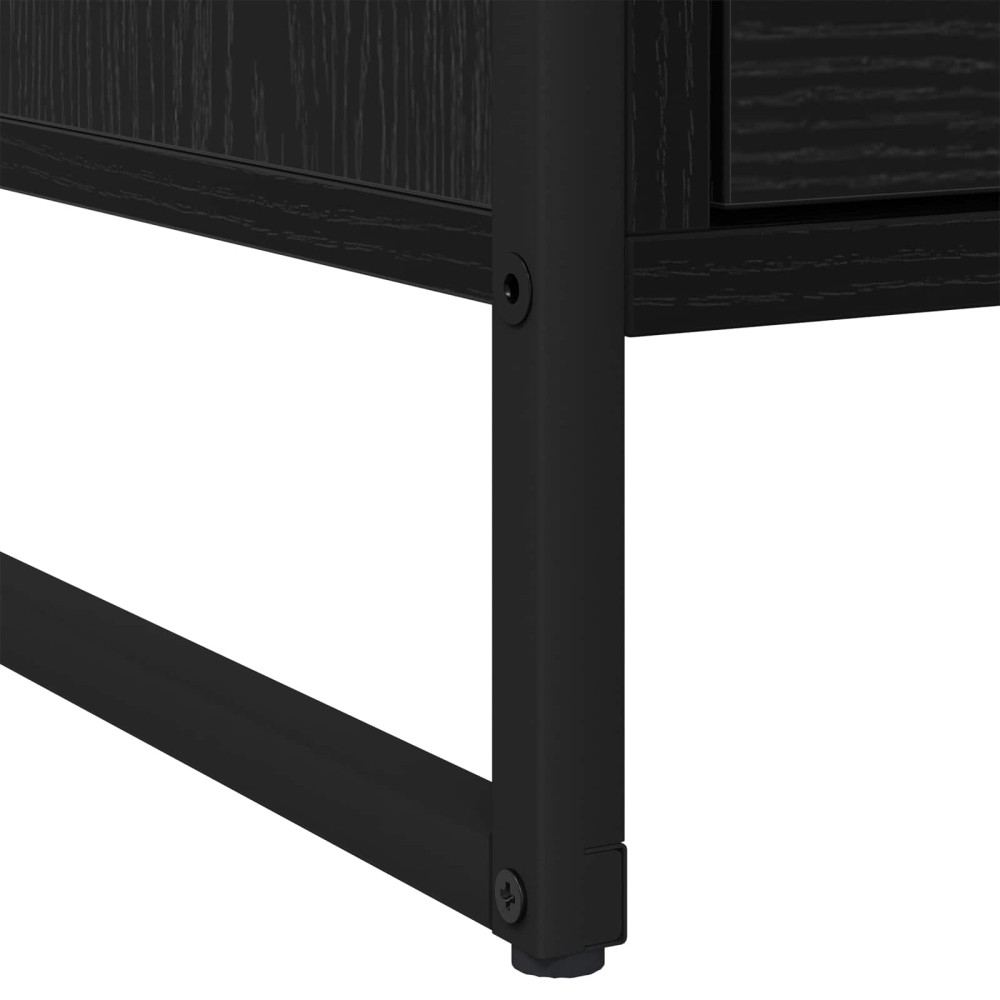 Produktbild för Sängbord med låda Svart Ek 50 x 39,5 x 50 cm Konstruerat trä