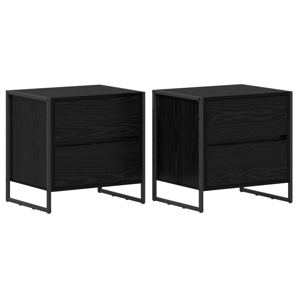 Produktbild för Sängbord 2 pcs Svart Ek 50 x 39,5 x 50 cm Konstruerat trä