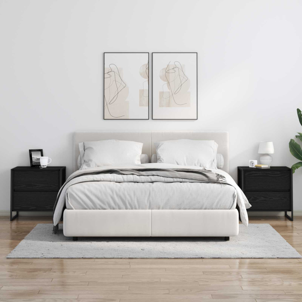 Produktbild för Sängbord 2 pcs Svart Ek 50 x 39,5 x 50 cm Konstruerat trä