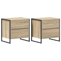 Produktbild för Sängbord 2 pcs Sonoma 50 x 39,5 x 50 cm Konstruerat trä