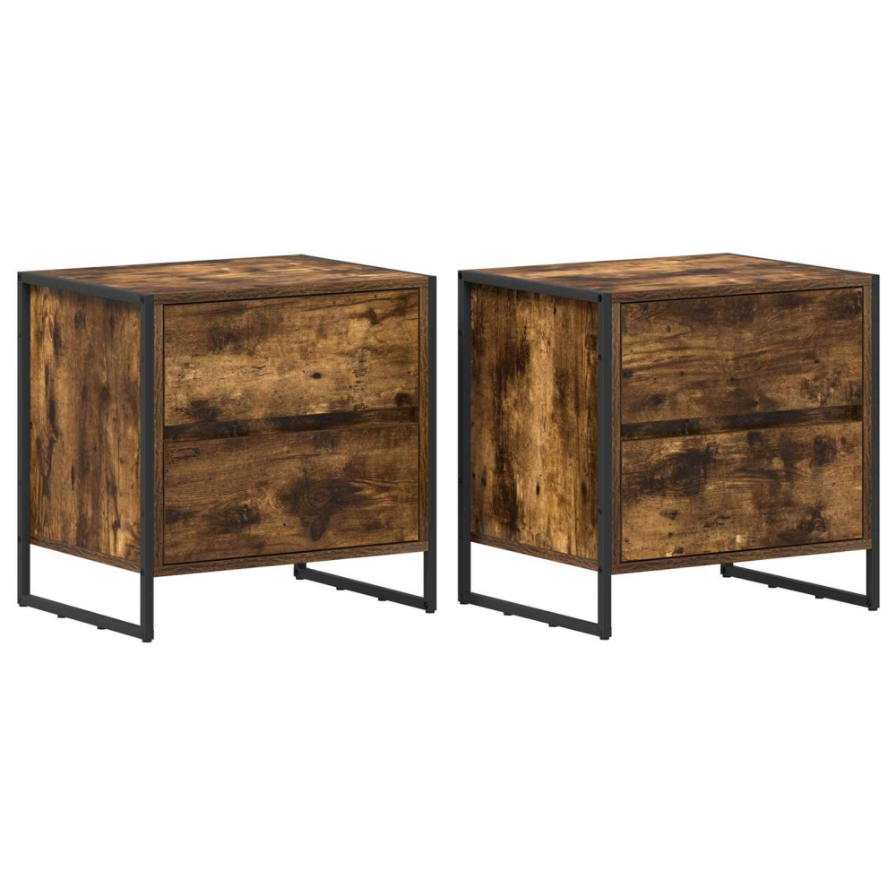 Produktbild för Sängbord med låda 2 pcs Rökek 50 x 39,5 x 50 cm Konstruerat trä