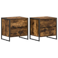 Produktbild för Sängbord med låda 2 pcs Rökek 50 x 39,5 x 50 cm Konstruerat trä