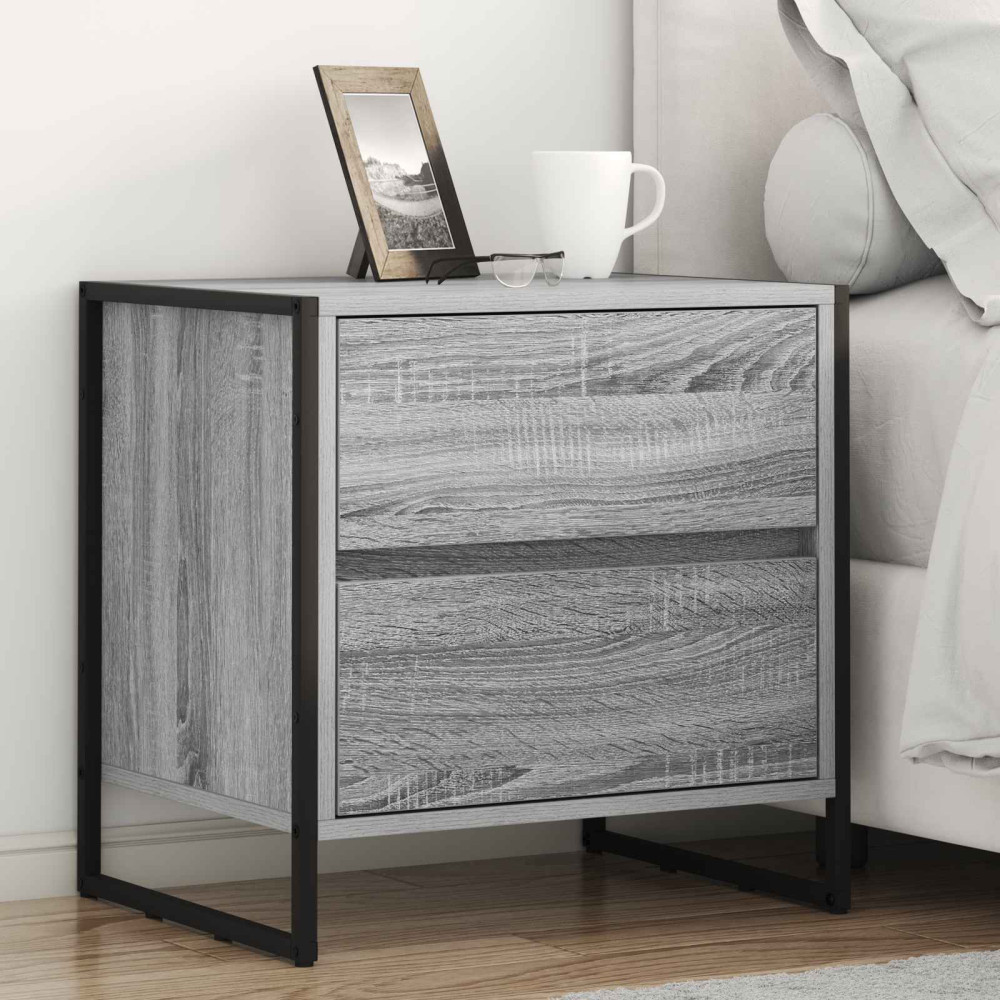 Produktbild för Sängbord 2 pcs Grå Sonoma 50 x 39,5 x 50 cm Konstruerat trä