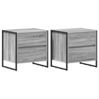 Produktbild för Sängbord 2 pcs Grå Sonoma 50 x 39,5 x 50 cm Konstruerat trä
