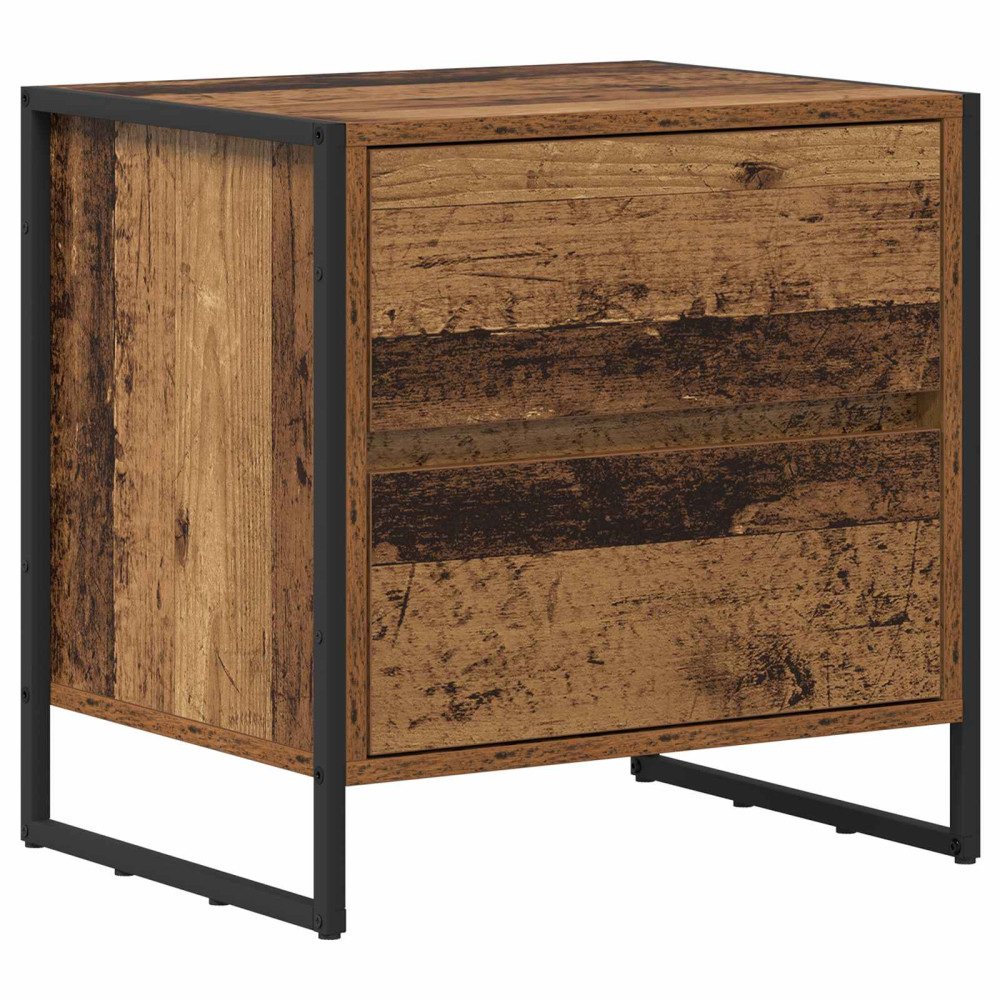 Produktbild för Sängbord med låda Gammalt trä 50 x 39,5 x 50 cm Konstruerat trä