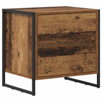 Produktbild för Sängbord med låda Gammalt trä 50 x 39,5 x 50 cm Konstruerat trä