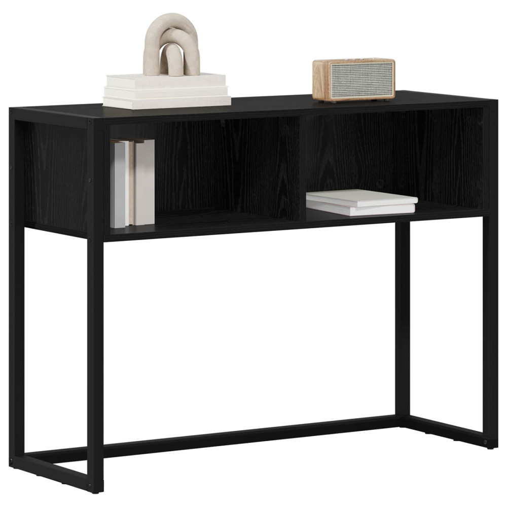 Produktbild för Sidobord med lagring Svart Ek 100 x 36 x 75 cm Konstruerat trä