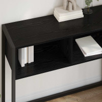 Produktbild för Sidobord med lagring Svart Ek 100 x 36 x 75 cm Konstruerat trä