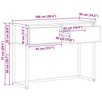 Produktbild för Sidobord med låda Grå Sonoma 100 x 36 x 75 cm Konstruerat trä