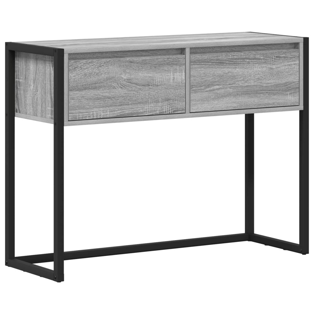 Produktbild för Sidobord med låda Grå Sonoma 100 x 36 x 75 cm Konstruerat trä