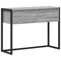 Produktbild för Sidobord med låda Grå Sonoma 100 x 36 x 75 cm Konstruerat trä