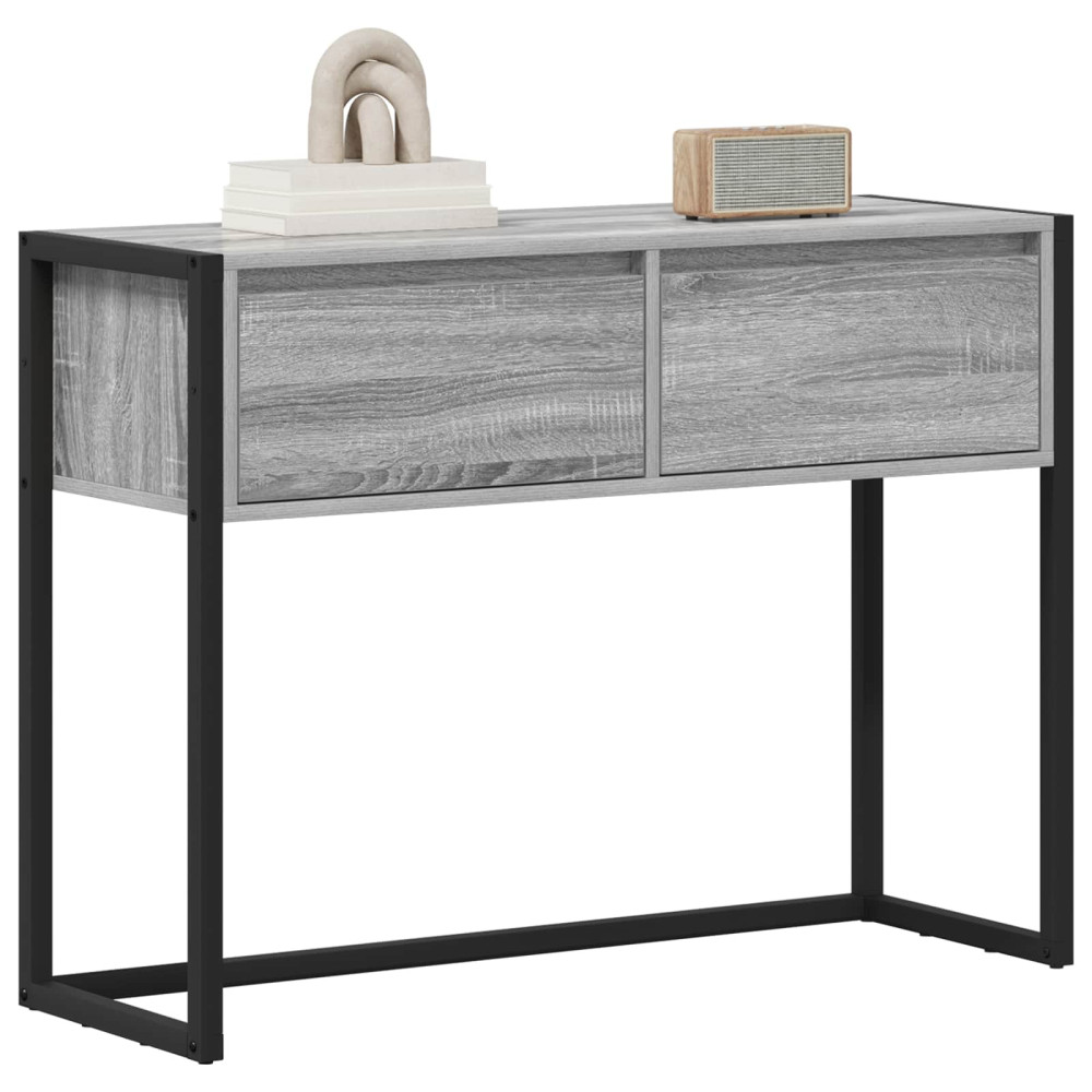Produktbild för Sidobord med låda Grå Sonoma 100 x 36 x 75 cm Konstruerat trä