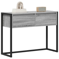 Produktbild för Sidobord med låda Grå Sonoma 100 x 36 x 75 cm Konstruerat trä