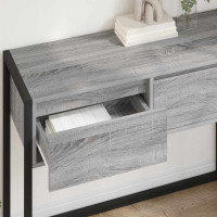 Produktbild för Sidobord med låda Grå Sonoma 100 x 36 x 75 cm Konstruerat trä