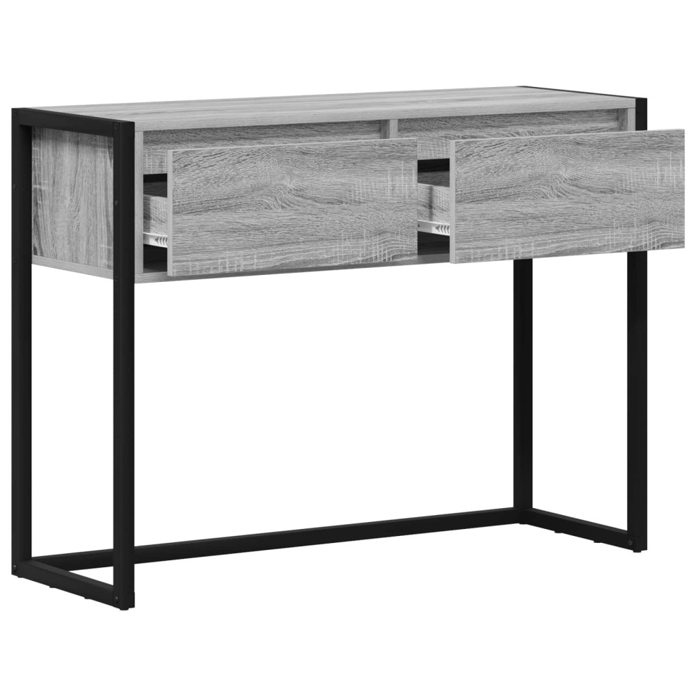 Produktbild för Sidobord med låda Grå Sonoma 100 x 36 x 75 cm Konstruerat trä