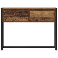 Produktbild för Sidobord med låda Gammalt trä 100 x 36 x 75 cm Konstruerat trä