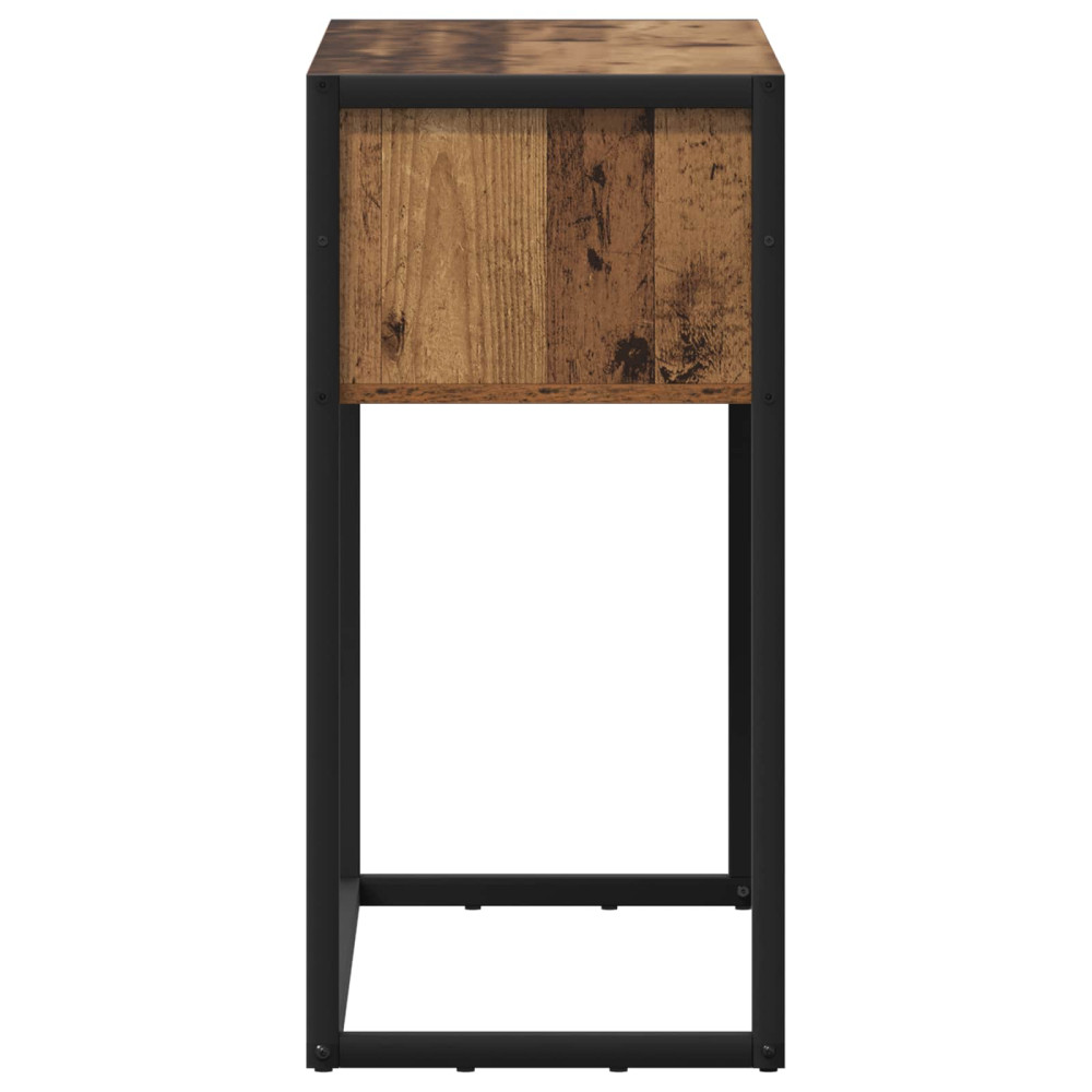 Produktbild för Sidobord med låda Gammalt trä 100 x 36 x 75 cm Konstruerat trä