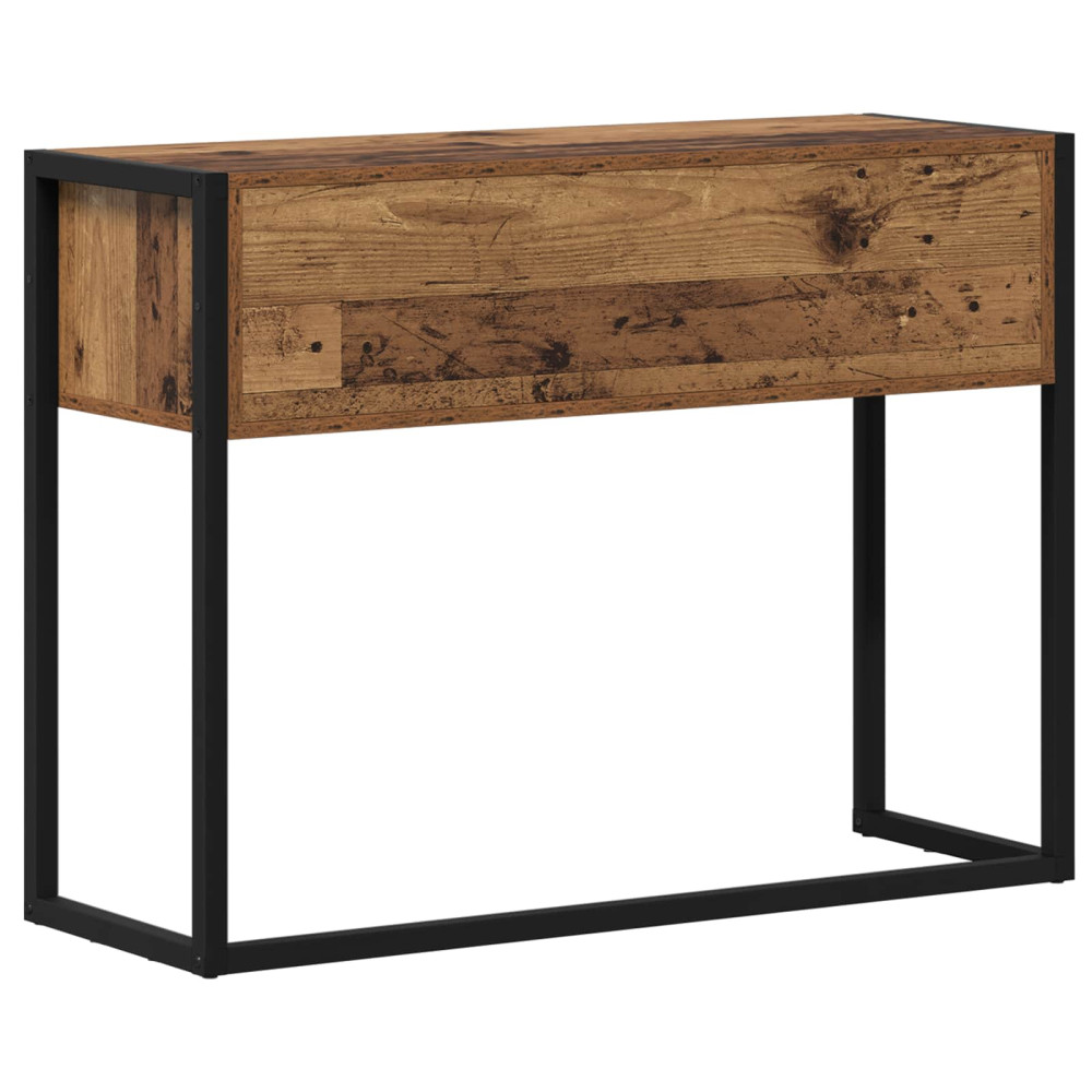 Produktbild för Sidobord med låda Gammalt trä 100 x 36 x 75 cm Konstruerat trä