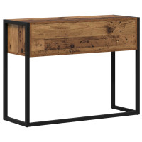 Produktbild för Sidobord med låda Gammalt trä 100 x 36 x 75 cm Konstruerat trä