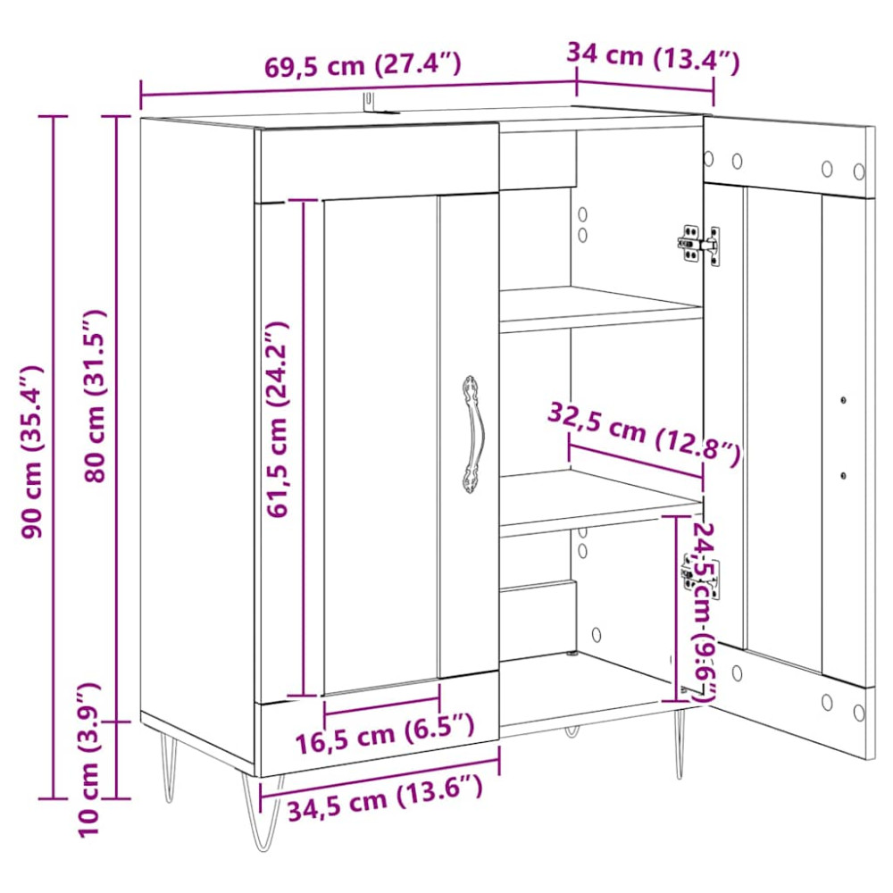 Produktbild för Sideboard Artisan Ek 69,5 x 34 x 90 cm Konstruerat trä