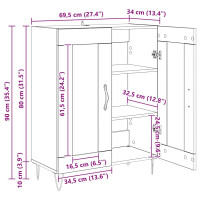 Produktbild för Sideboard Svart Ek 69,5 x 34 x 90 cm Konstruerat trä