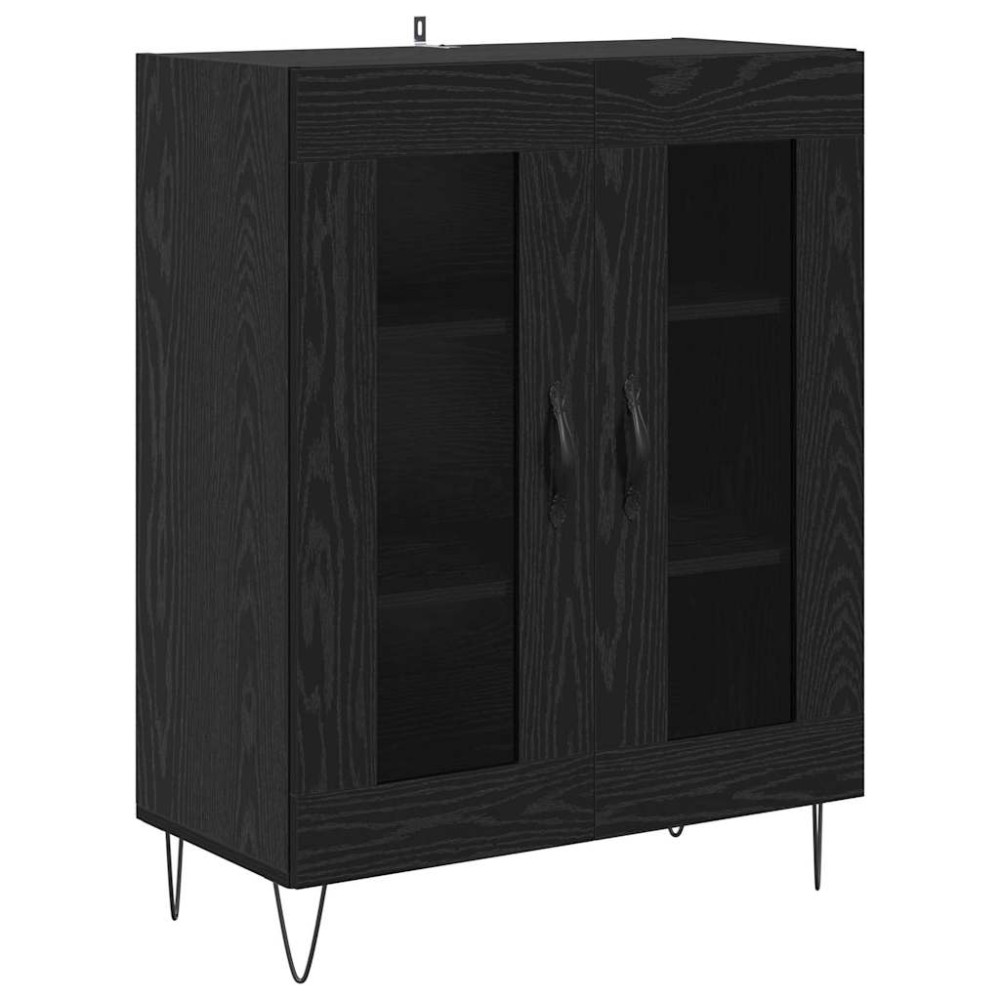 Produktbild för Sideboard Svart Ek 69,5 x 34 x 90 cm Konstruerat trä