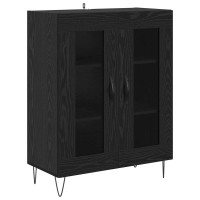 Produktbild för Sideboard Svart Ek 69,5 x 34 x 90 cm Konstruerat trä