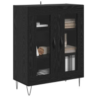 Produktbild för Sideboard Svart Ek 69,5 x 34 x 90 cm Konstruerat trä