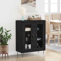 Produktbild för Sideboard Svart Ek 69,5 x 34 x 90 cm Konstruerat trä