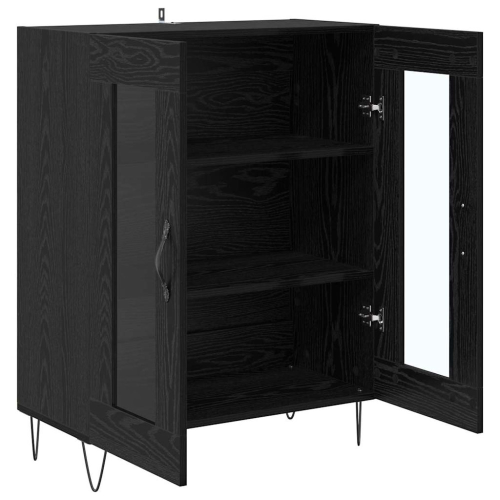Produktbild för Sideboard Svart Ek 69,5 x 34 x 90 cm Konstruerat trä