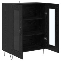 Produktbild för Sideboard Svart Ek 69,5 x 34 x 90 cm Konstruerat trä