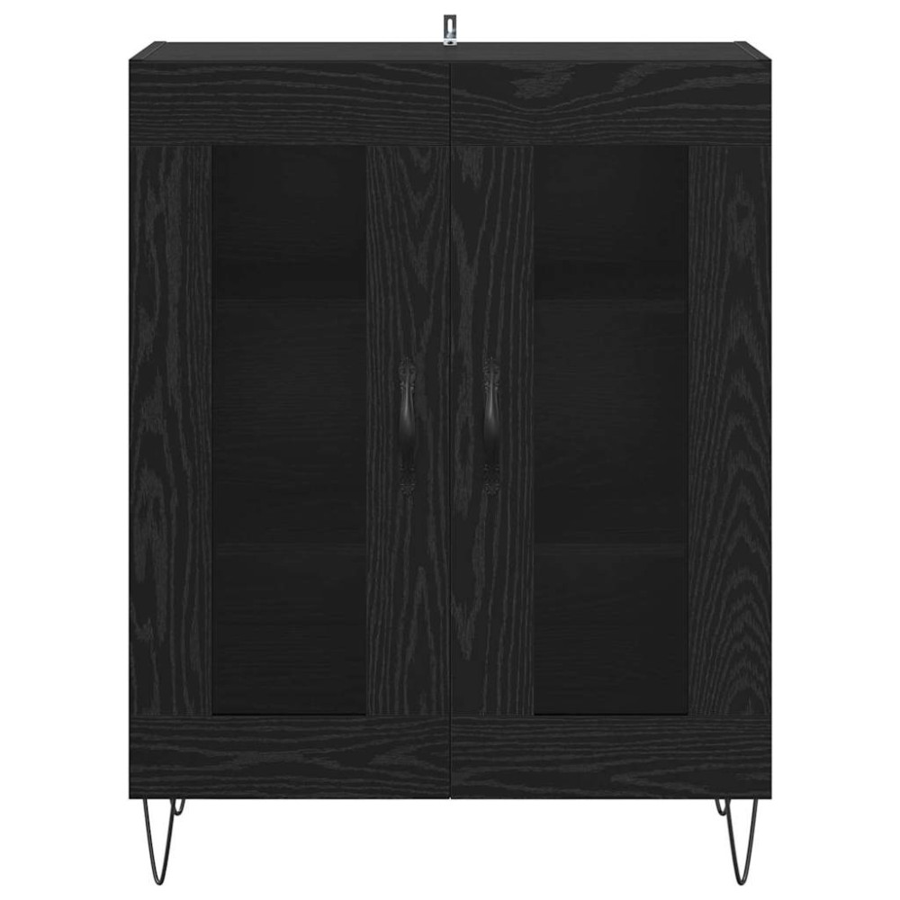 Produktbild för Sideboard Svart Ek 69,5 x 34 x 90 cm Konstruerat trä