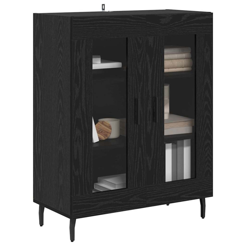 Produktbild för Sideboard Svart Ek 69,5 x 34 x 90 cm Konstruerat trä