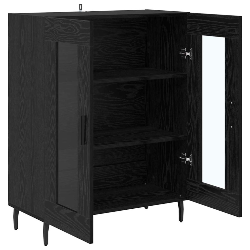 Produktbild för Sideboard Svart Ek 69,5 x 34 x 90 cm Konstruerat trä