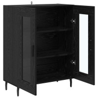 Produktbild för Sideboard Svart Ek 69,5 x 34 x 90 cm Konstruerat trä