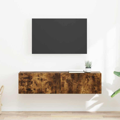 vidaXL TV Vägghylla 2 pcs Rökt ek 60 x 31 x 29,5 cm Konstruerat trä