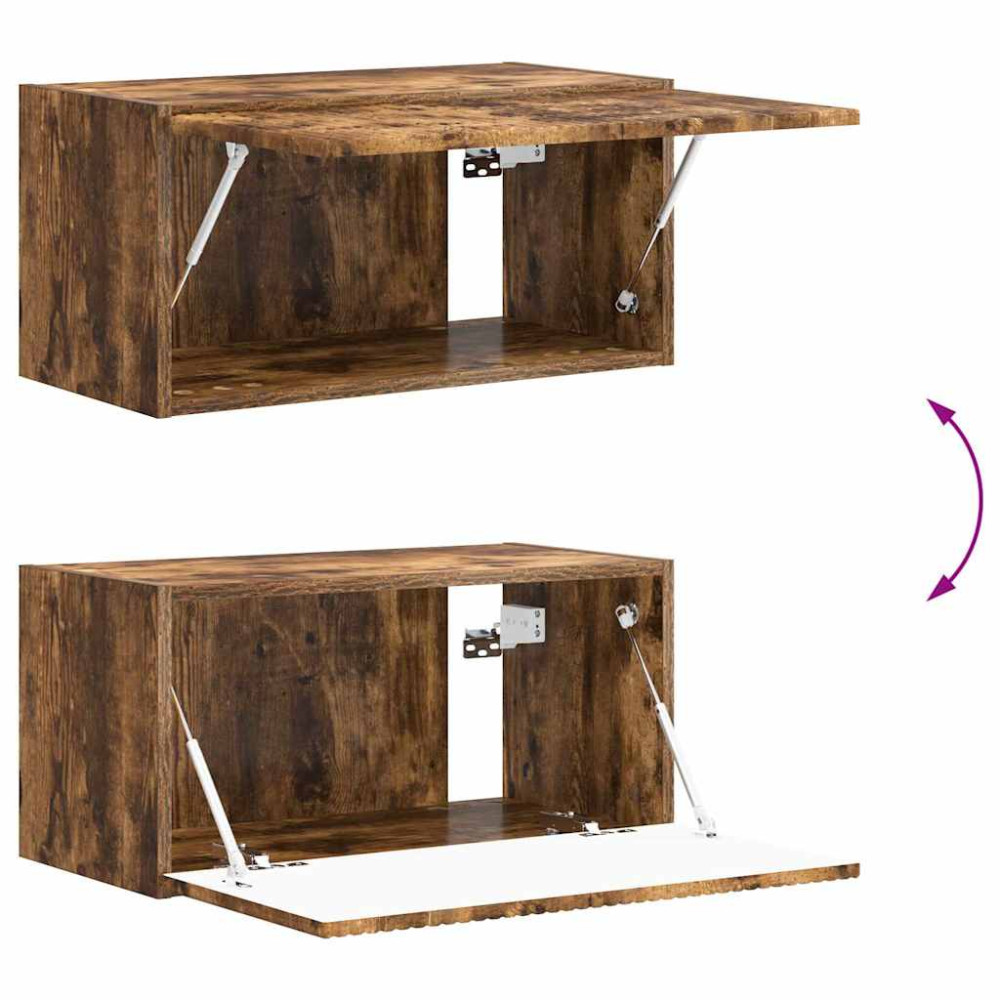 Produktbild för TV Vägghylla 2 pcs Rökt ek 60 x 31 x 29,5 cm Konstruerat trä