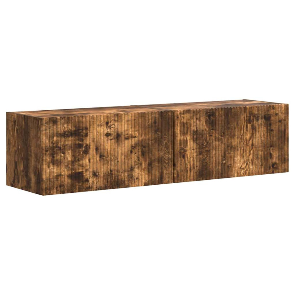 Produktbild för TV Vägghylla 2 pcs Rökt ek 60 x 31 x 29,5 cm Konstruerat trä