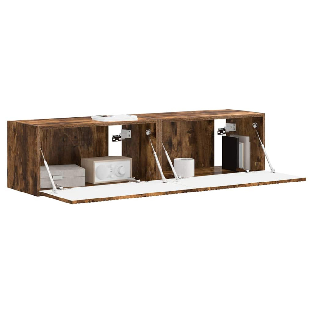 Produktbild för TV Vägghylla 2 pcs Rökt ek 60 x 31 x 29,5 cm Konstruerat trä
