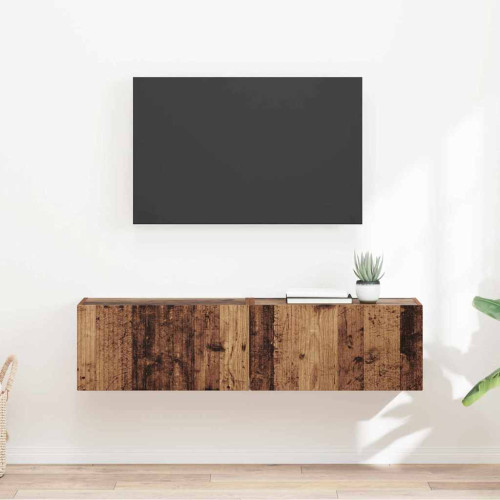 vidaXL TV Vägghylla Väggmonterad 2 pcs Gammalt trä 60 x 31 x 29,5 cm