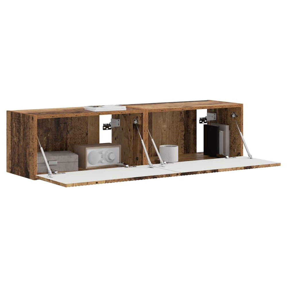 Produktbild för TV Vägghylla Väggmonterad 2 pcs Gammalt trä 60 x 31 x 29,5 cm