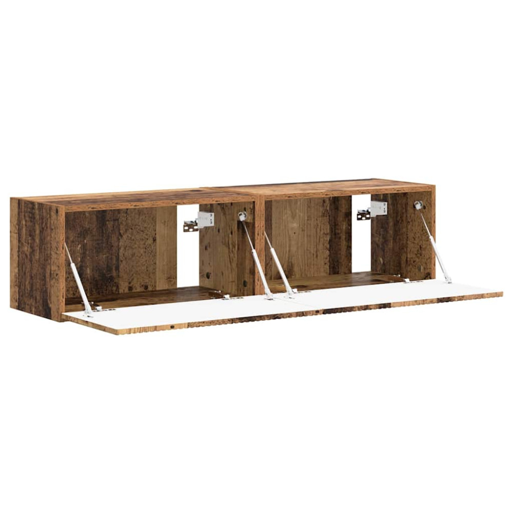 Produktbild för TV Vägghylla Väggmonterad 2 pcs Gammalt trä 60 x 31 x 29,5 cm