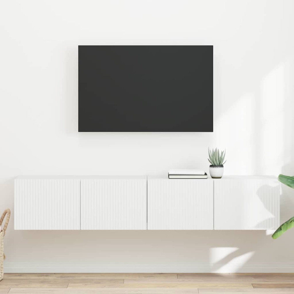 Produktbild för TV Vägghylla 2 pcs Vit 78,5 x 31 x 29,5 cm Konstruerat trä