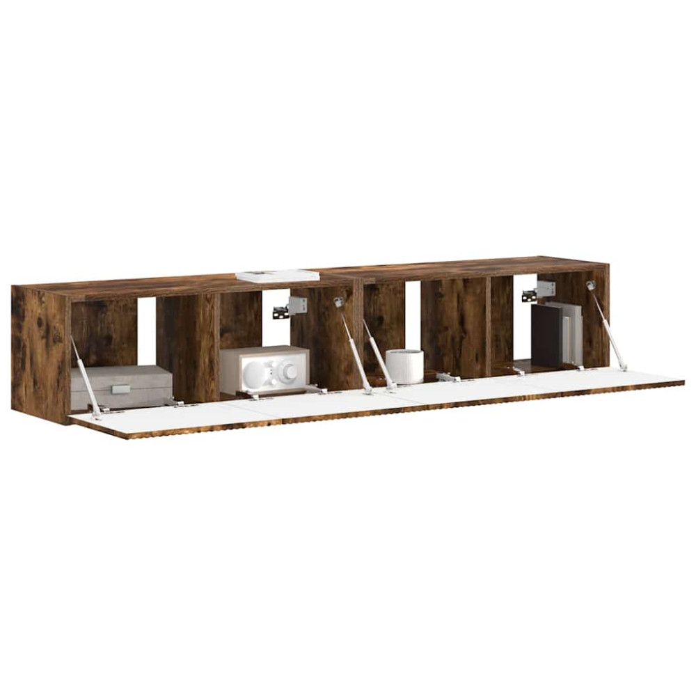 Produktbild för TV Vägghylla 2 pcs Rökt ek 78,5 x 31 x 29,5 cm Konstruerat trä