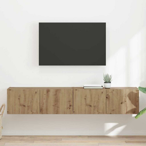 vidaXL TV Vägghylla 2 pcs Artisan Ek Konstruerat trä