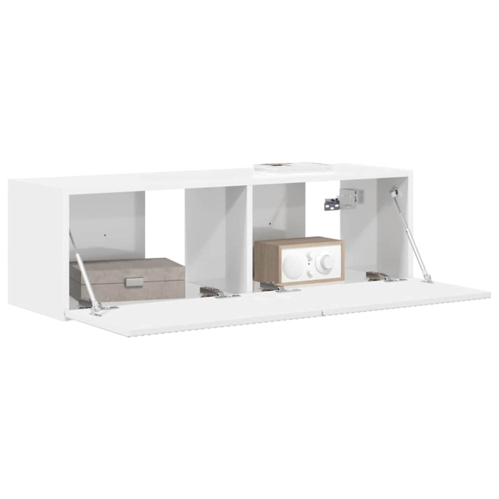 Produktbild för TV Vägghylla Glansig Vit 98 x 31 x 29,5 cm Konstruerat trä