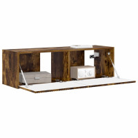 Produktbild för TV Vägghylla Rökt ek 98 x 31 x 29,5 cm Konstruerat trä