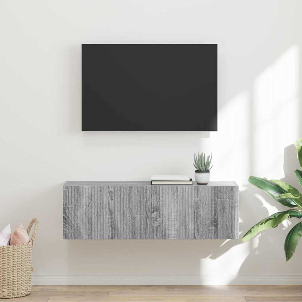 Produktbild för TV Vägghylla Grå Sonoma 98 x 31 x 29,5 cm Konstruerat trä