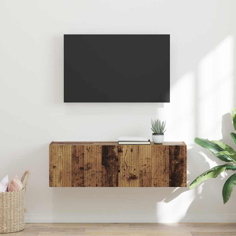 Produktbild för TV Vägghylla Gammalt trä 98 x 31 x 29,5 cm Konstruerat trä